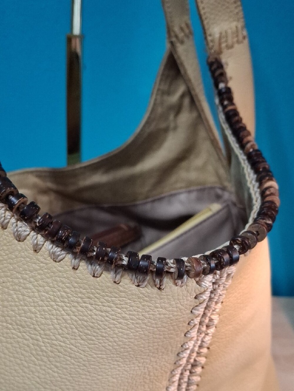 The Sak HUNTLEY Leather Hobo with Tassel Accent in Color Natural - Picture 13 of 13